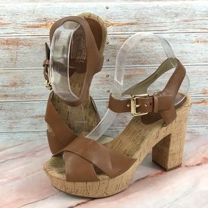New listing!! Michael by Michael Kors Natalia Cork Platform Sandal Brown Leather